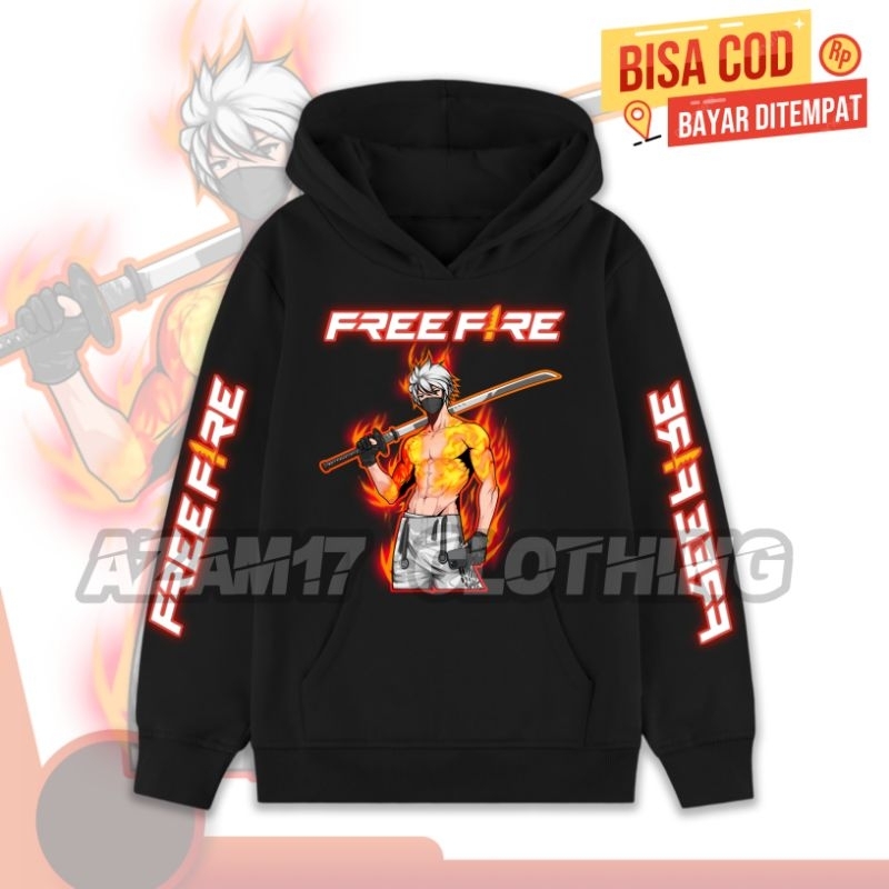 (BISA COD) HOODIE JAKET ANAK FF KARAKTER FREE FIRE VERSI PEDANG KATANA FREE NAMA / HOODIE SWEATER AN