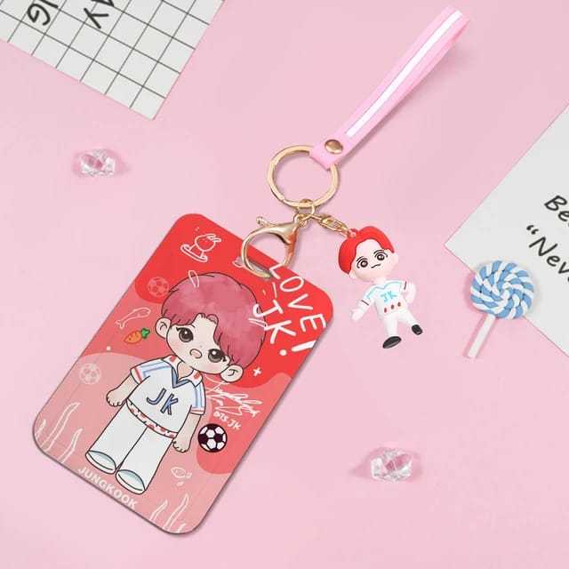 Photocard Holder BTS plus Gantungan Boneka Rubber Pop Up House Jimin Jungkook Taehyung Aksesoris