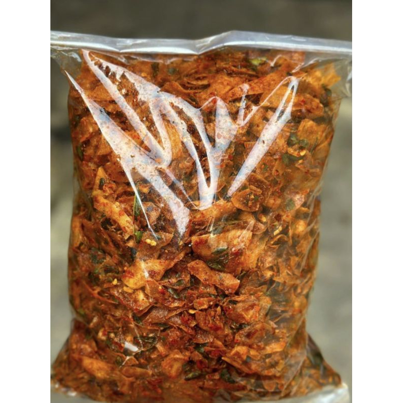 

250gram Kripik Kriwil Daun Jeruk Super Pedas Pikset / Keripik Setan