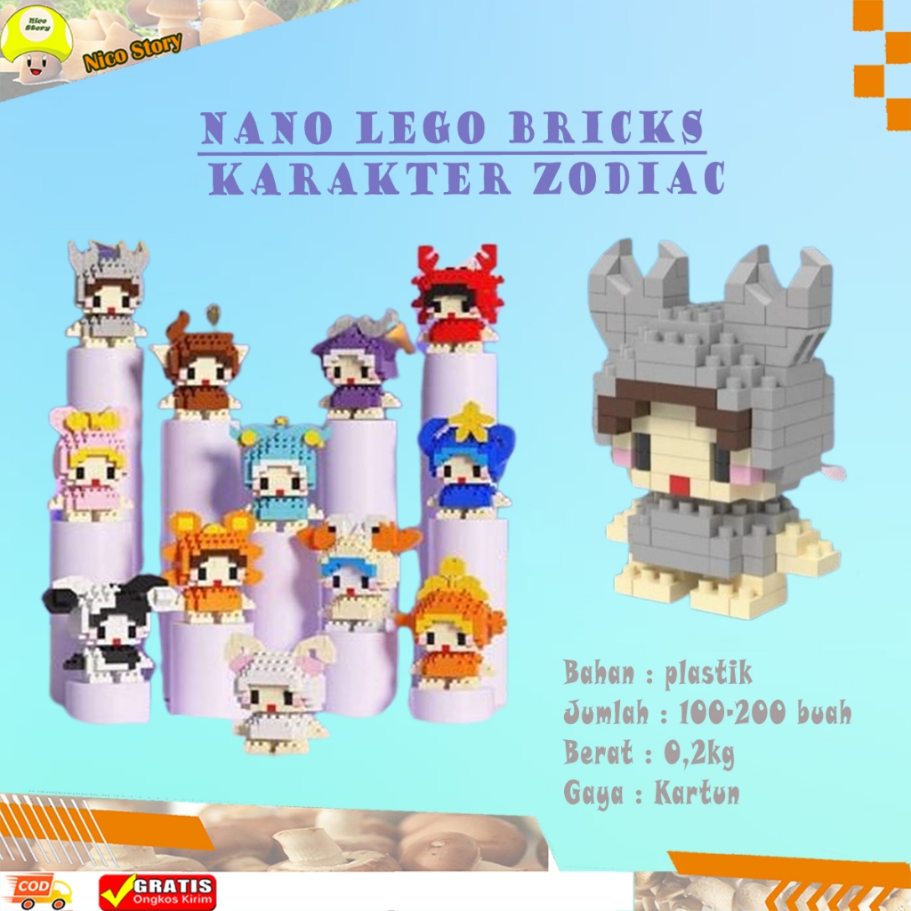 (NCS) Nano Bricks Zodiak Mainan Balok Building Blok Lego Susun Mainan Edukasi DIY Mini Zodiac Series