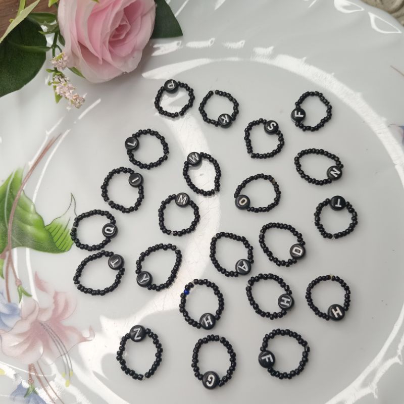 Ring manik inisial huruf // cincin manik inisial huruf // cincin manik korea beads