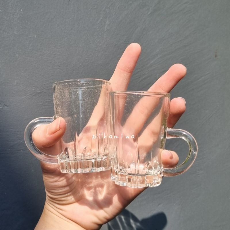 Ay00 6 PCS GELAS SHOT GAGANG KECIL / SLOKI MINI GELAS AIR ZAMZAM Gelas Mini Gelas Kaca Kecil Gelas