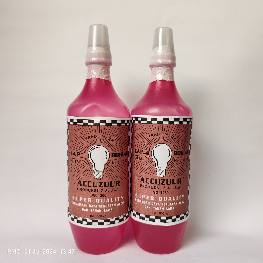 12 Botol Air Aki Zuur Bohlam Untuk Air aki Basah dan Kering 500ml