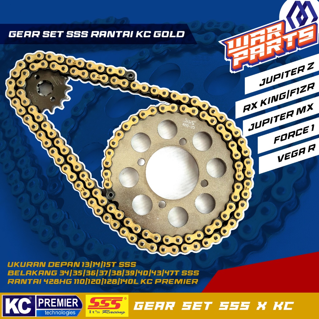 GEAR SET GIRSET SSS X KC 428 JUPITER Z F1ZR RX KING VEGA R JUPITER MX FORCE 1 ALFA UKURAN DEPAN 13/1