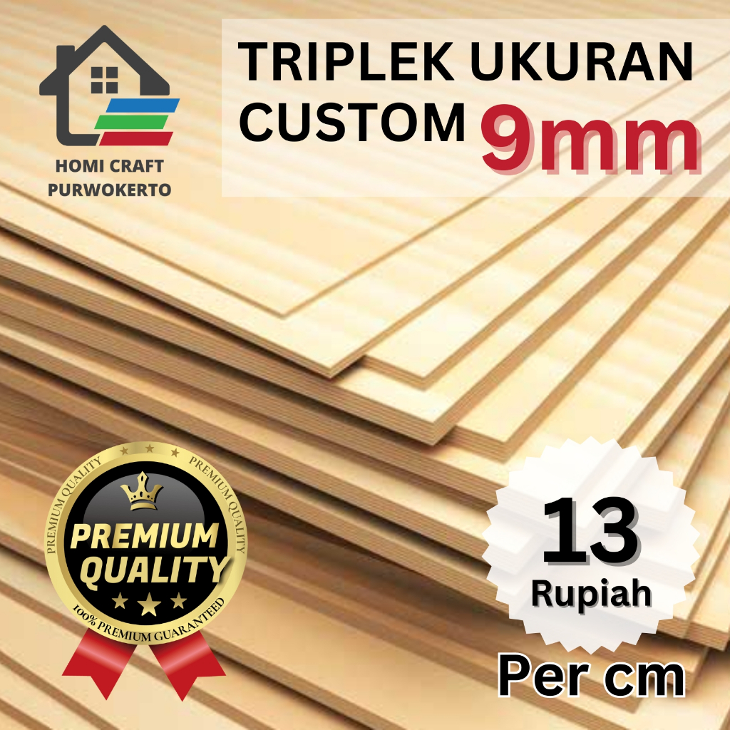 Triplek 9mm Ukuran Custom Harga /cm2 Multiplek Plywood