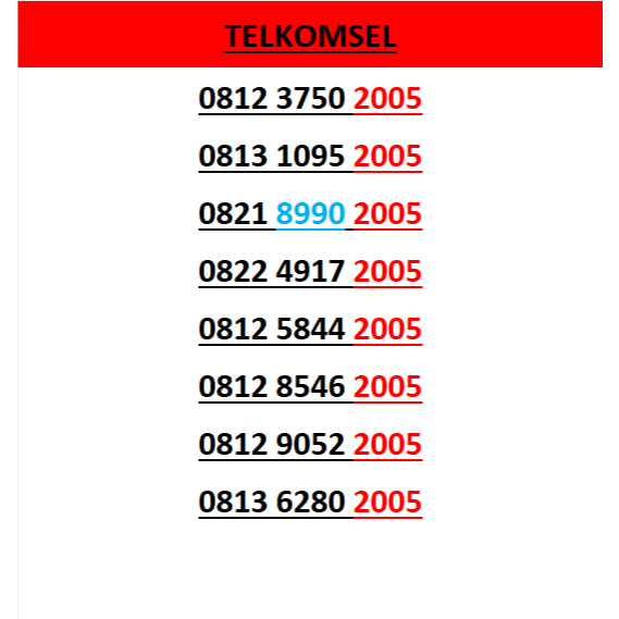 nomor cantik simpati seri tahun 2005 rapi lengkap w160