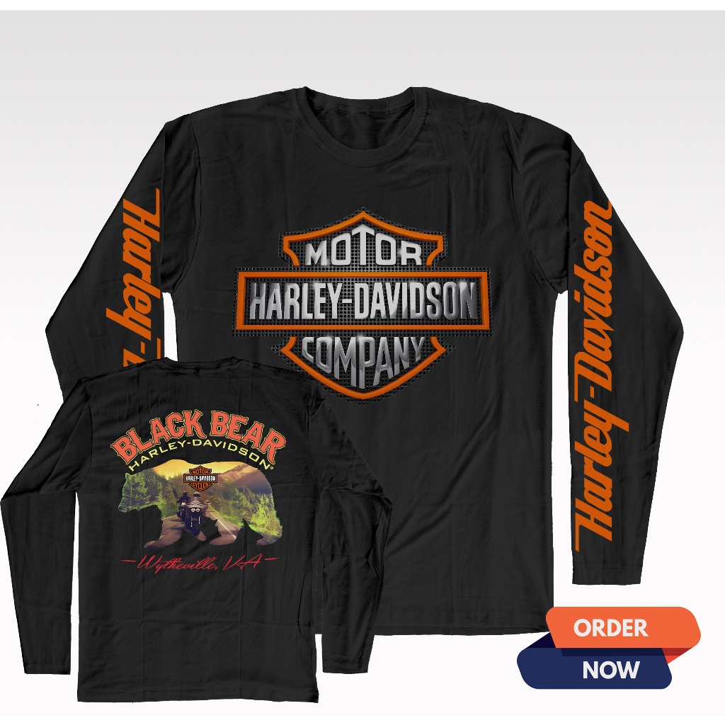 kaos baju harley davidson t-shirt distro lengan panjang touring otomotif t-shirt riding nyaman menye