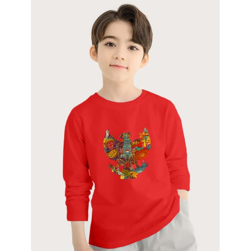 Kaos Anak Laki Lengan Panjang Motif Garuda Batik