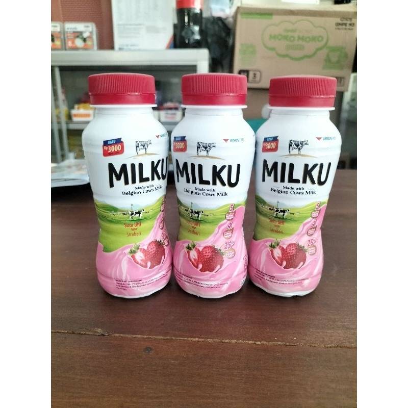 

(TG) Milku Strawberry Coklat Botol Susu UHT Wingsfood