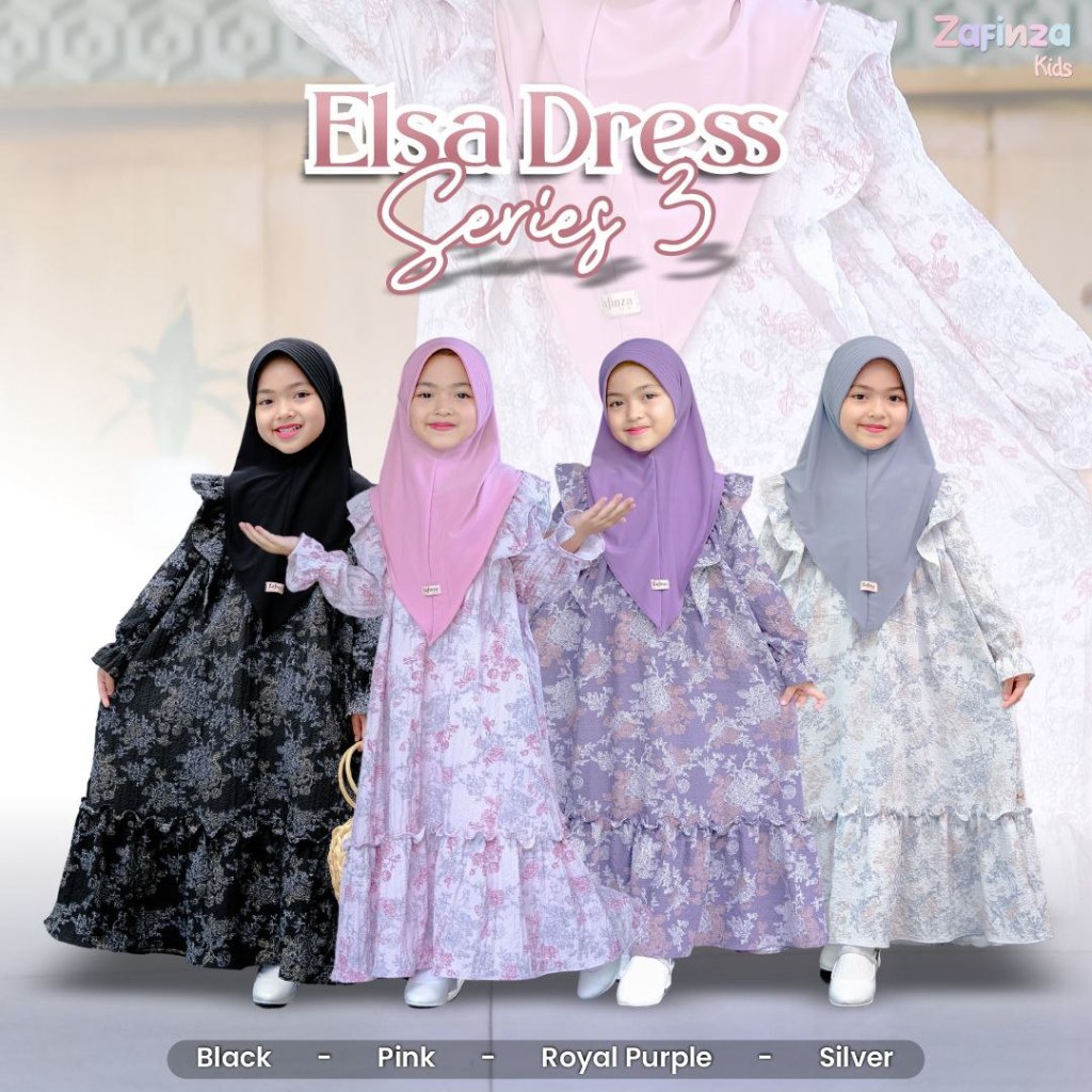 ELSA DRESS KIDS SET KHIMAR by ZAFINZA gamis anak motif premium