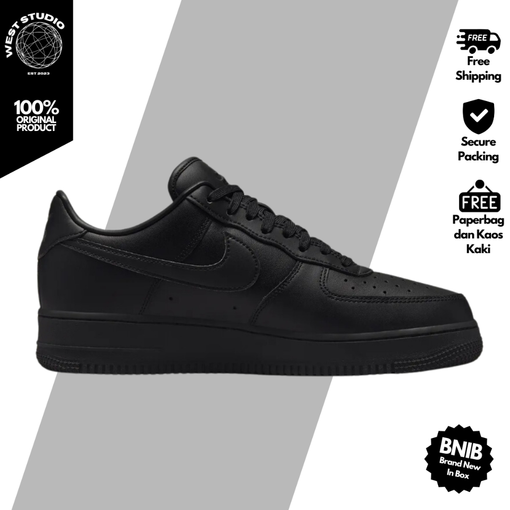 Nike Air Force 1 '07 Full Black 100% ORIGINAL BNIB Global