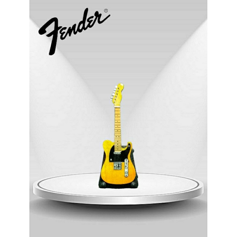 MINIATUR GITAR FENDER TELECASTER MINI (11cm) WARNA NATURAL PICKGUARD HITAM