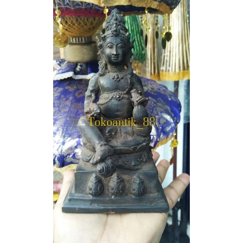 Patung Kuningan Dewa Kubera Kuwera warna emas Dan Hitam