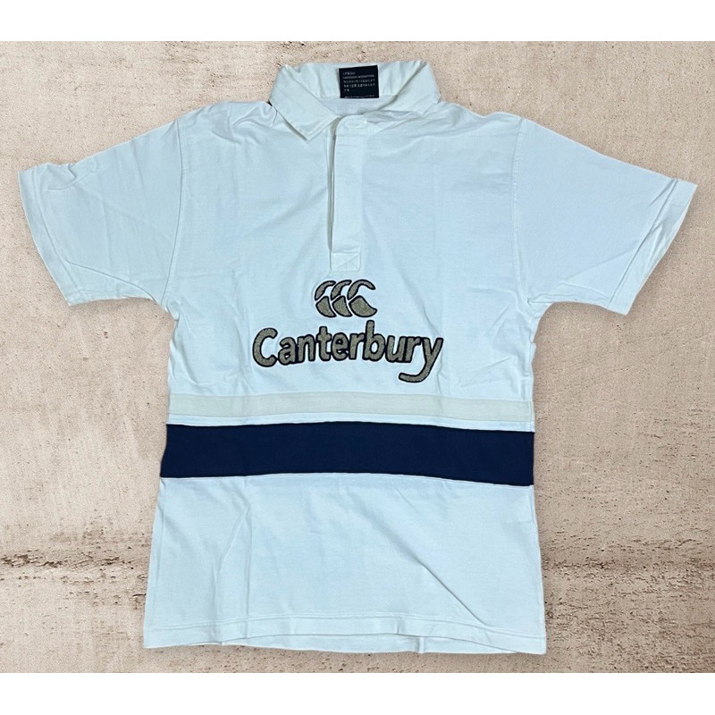 Rugby shirt canterbury white polo shirt logo centre