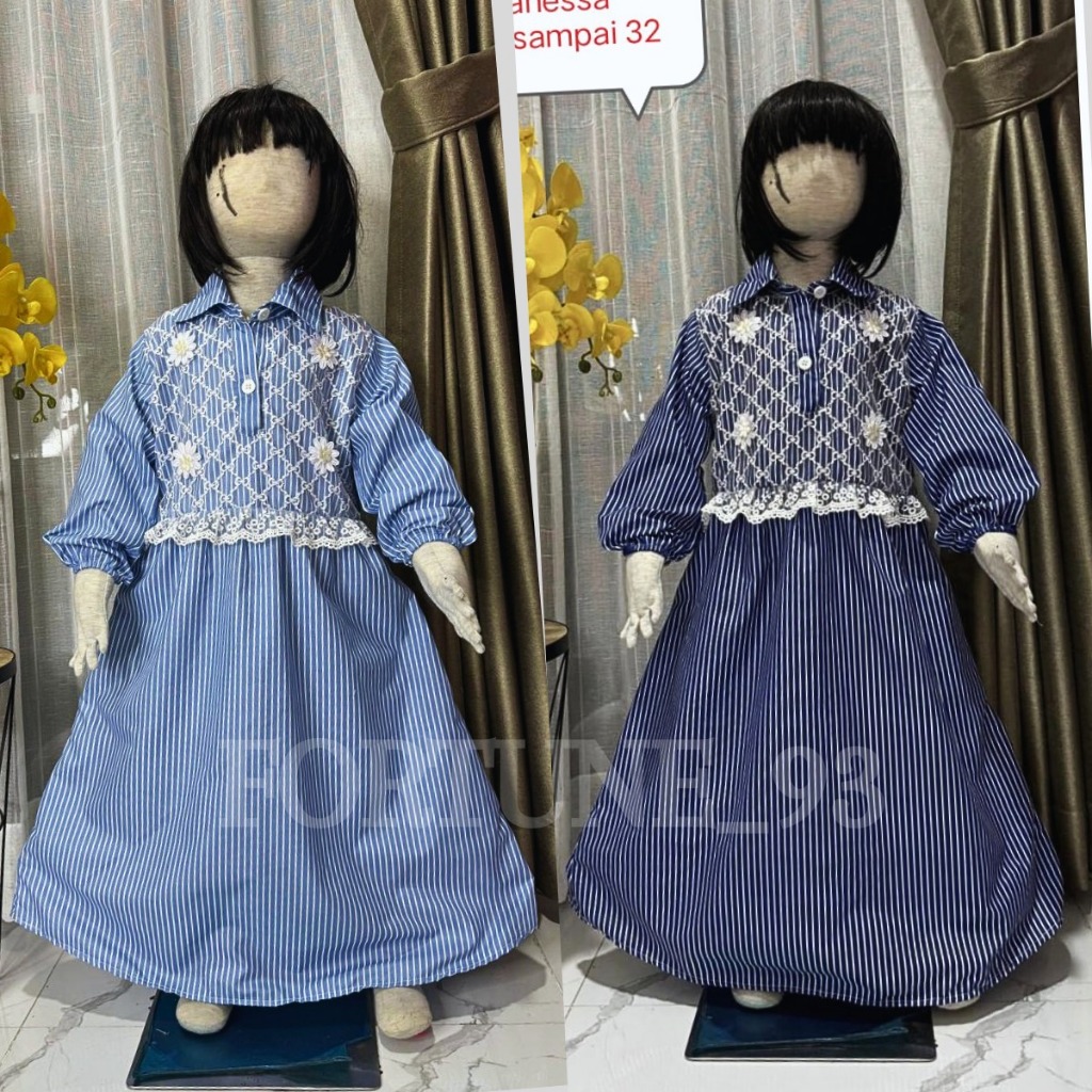 ✔️✔️Gamis Salur Anak Perempuan Import Mix Rompi Brukat Usia 3 - 11 Tahun Lengan Balon Dress Brukat A