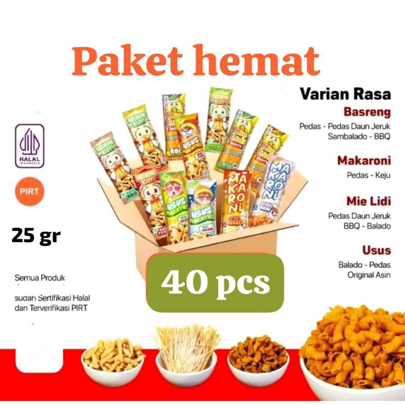 

Grosir camilan 40 pcs atau 20 pcs campur @25 gr
