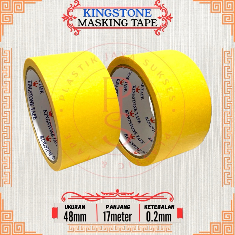 

Masking Tape + Lakban Kertas Kuning + Lebar : 48mm / 2inci + Panjang : 17meter + Kingstone Good Quality