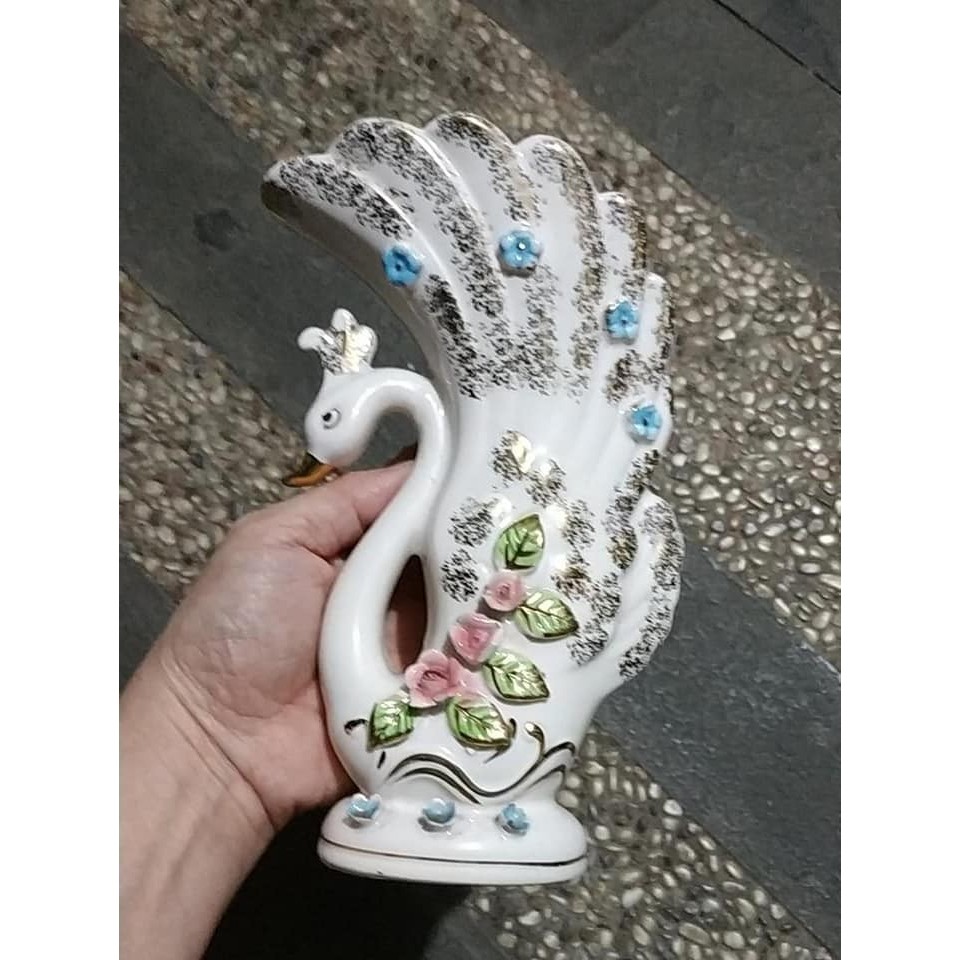 vas bunga keramik angsa capodimonte