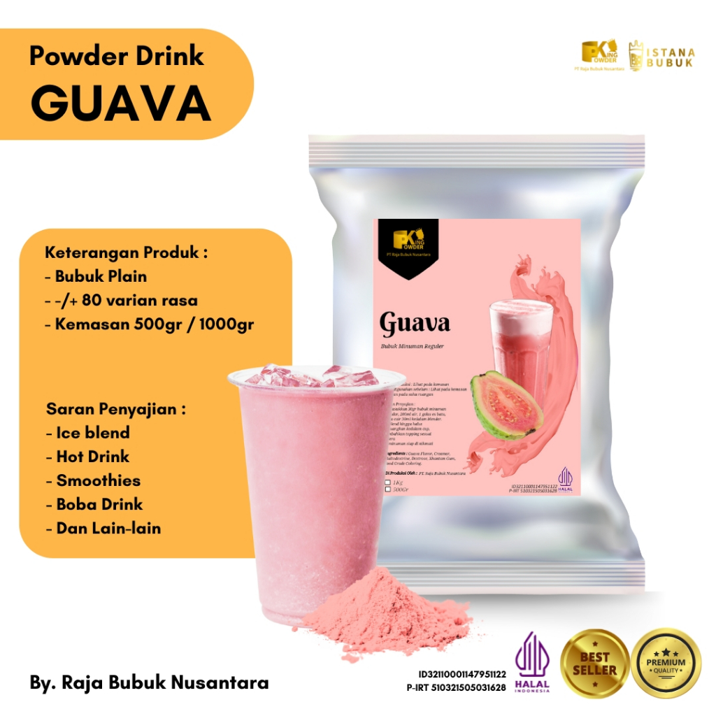 

Bubuk Minuman Regular Rasa Guava Powder Drink Rasa Jambu Biji