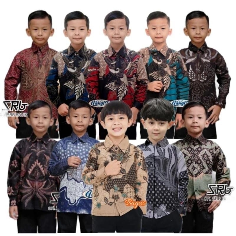 Kemeja Batik Anak Cowok usia 3-10 tahun baju Batik Anak Modern