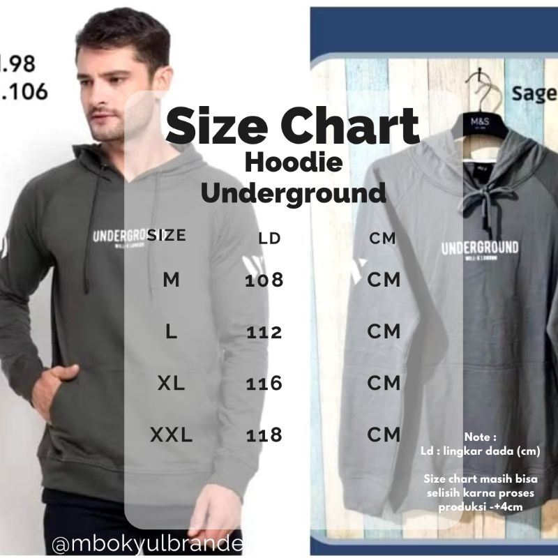 Hoodie Underground Dewasa Hoodie Unisex Hoodie Underground Cowok Cewek