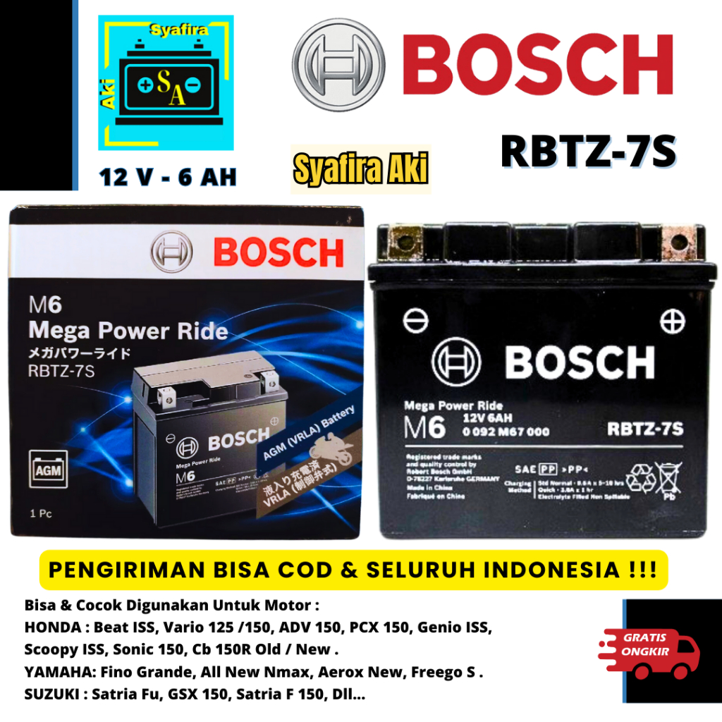 AKI MOTOR NMAX, VARIO 125/150, SCOOPY ISS BOSCH RBTZ-7S / GTZ7S MF