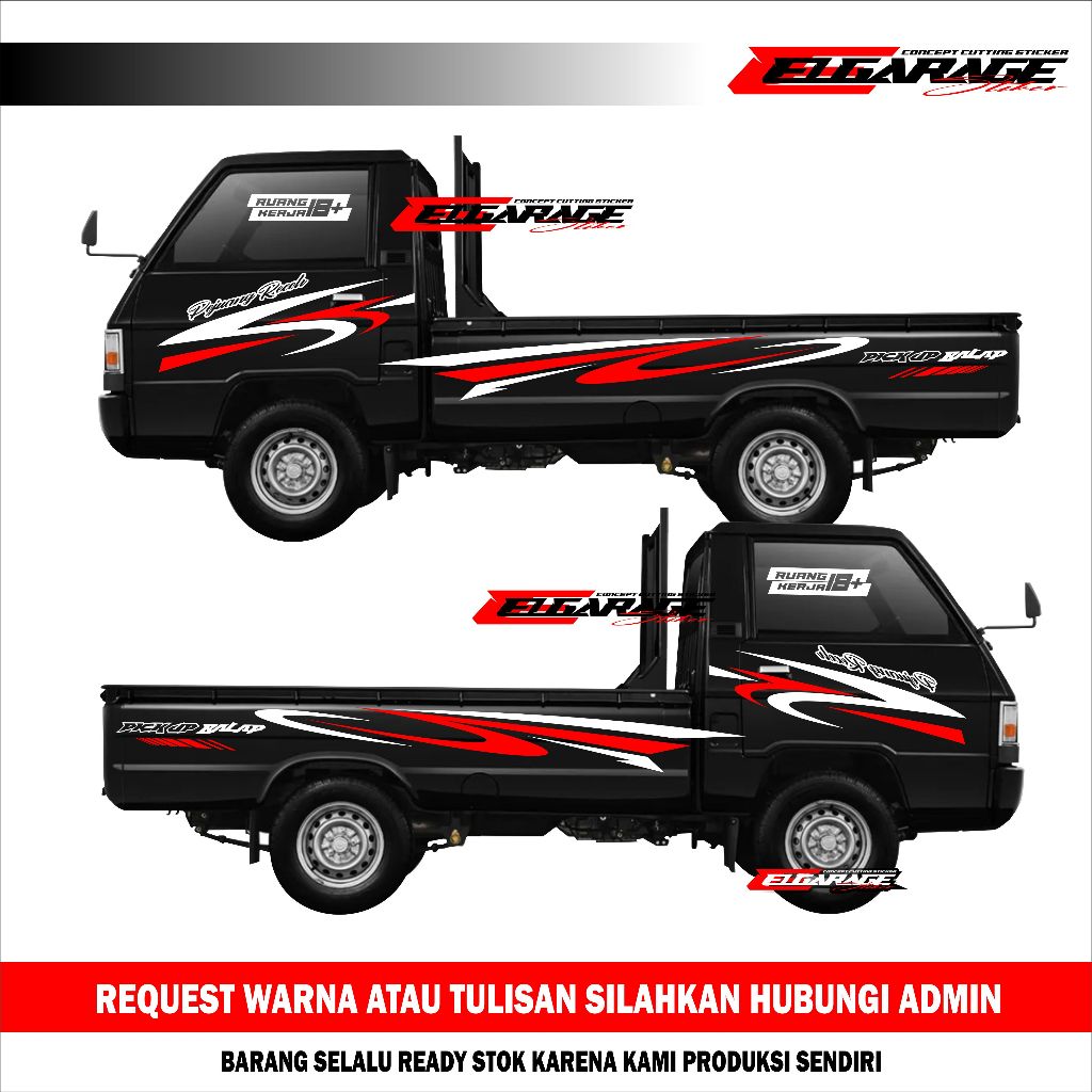 Stiker mobil pickup L300 pejuang receh cutting sticker mobil pickup l300 stiker pejuang receh