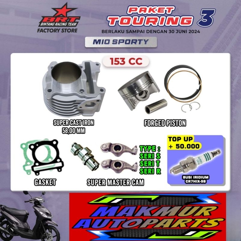 BRT Paket Touring 3 Bore Up Mio Sporty - Blok Piston - Noken As RRA BINTANG RACING TEAM BRT