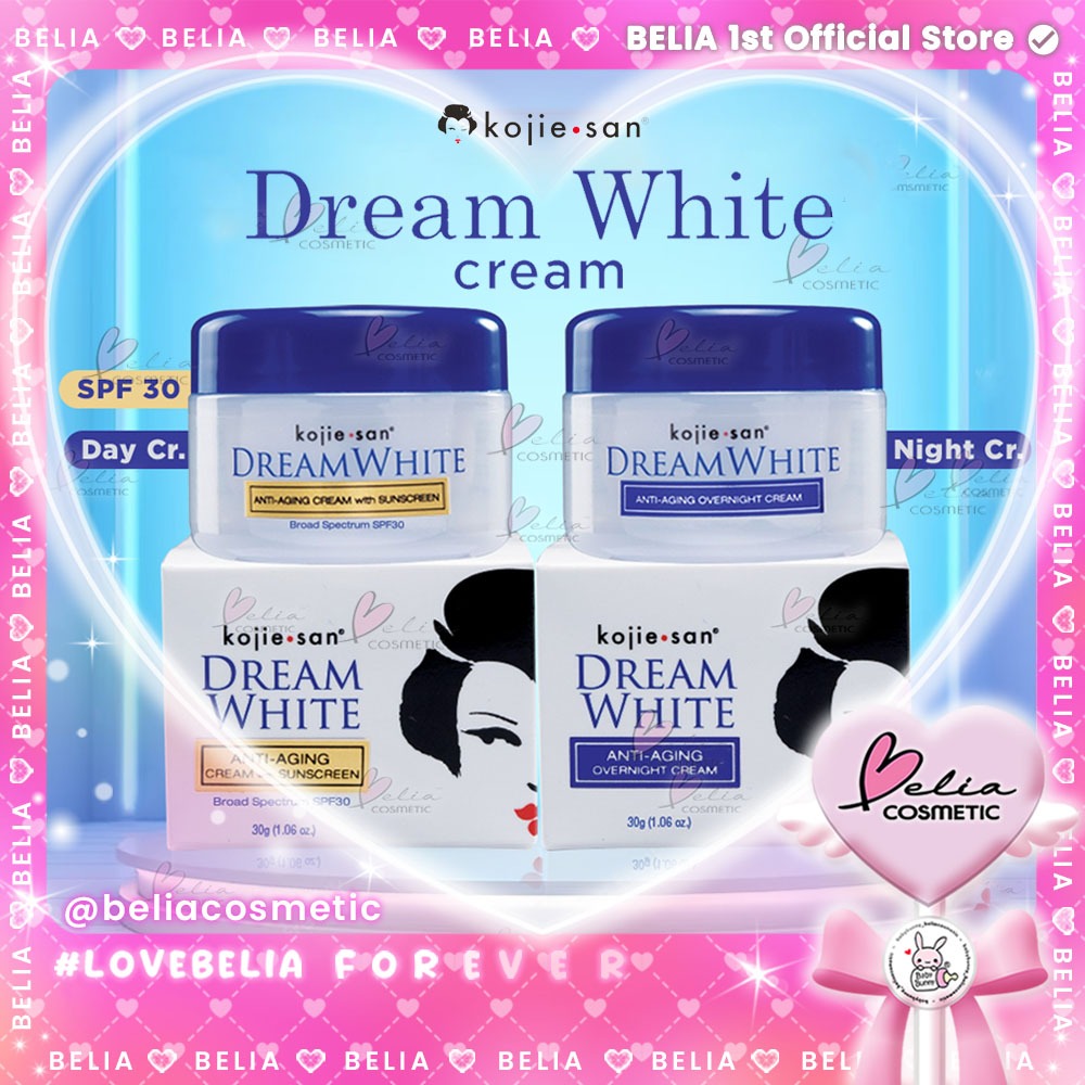 ❤ BELIA ❤ KOJIE SAN Dream White Anti-Aging Cream with Sunscreen SPF 30 | Overnight Cream 30g | Krim 