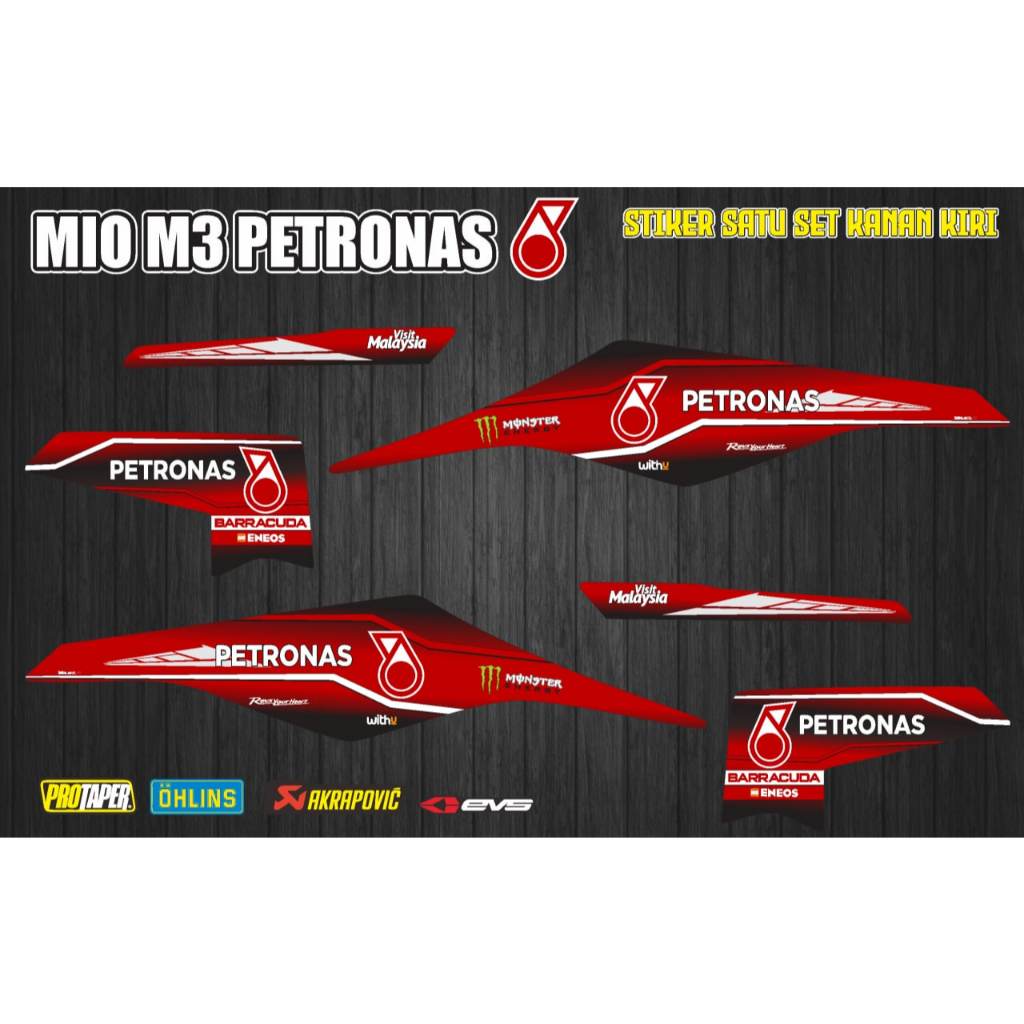 STIKER STRIPING VARIASI MOTOR YAMAHA MIO M3/Z MOTIF GRAFIS PETRONAS