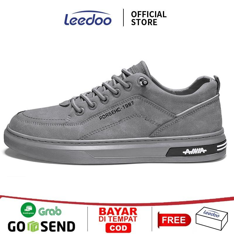 Leedoo Sepatu SneakersPria  Kekinian Sepatu Kulit Casual Original Tali Formal Sepatu Kerja MC475
