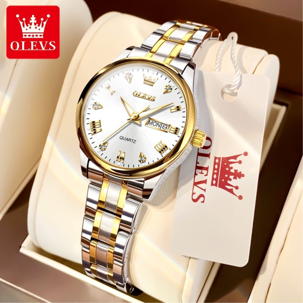 OLEVS Jam Tangan Wanita Original 5563 Anti Tahan Air Korea Luxury Analog Stainless Steel Women Watch