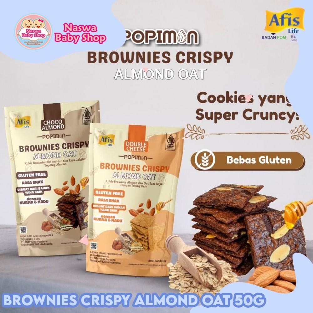 

Afis Life Popimon Brownies Crispy Almond Oat Cemilan Sehat Keluarga 50g