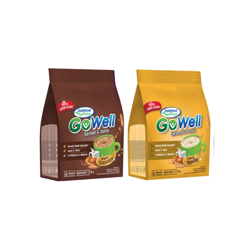 

Gowell Sereal & Susu Bergizi 29 Gram 5 Sachet - rasa TARO / COKELAT / VANILLA