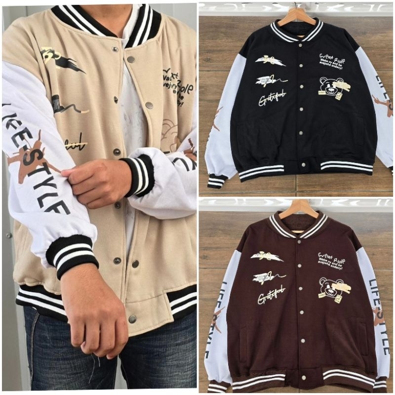 n24 choco jacket varsity baseball murah/jacket sporty lucu/jacket baseball cewek