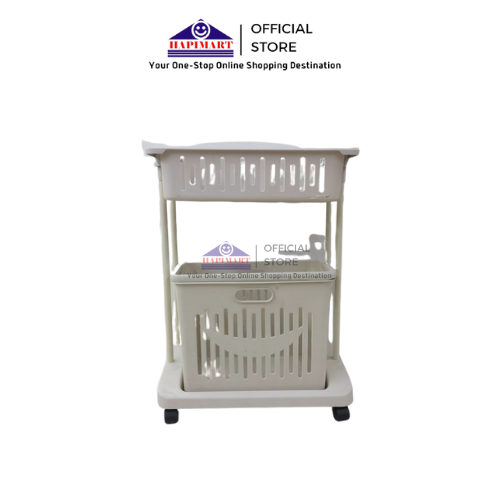 Rak Keranjang Laundry 2 Susun Rak Serbaguna Plastik Rak Trolly Laundry Basket Keranjang Baju Kotor