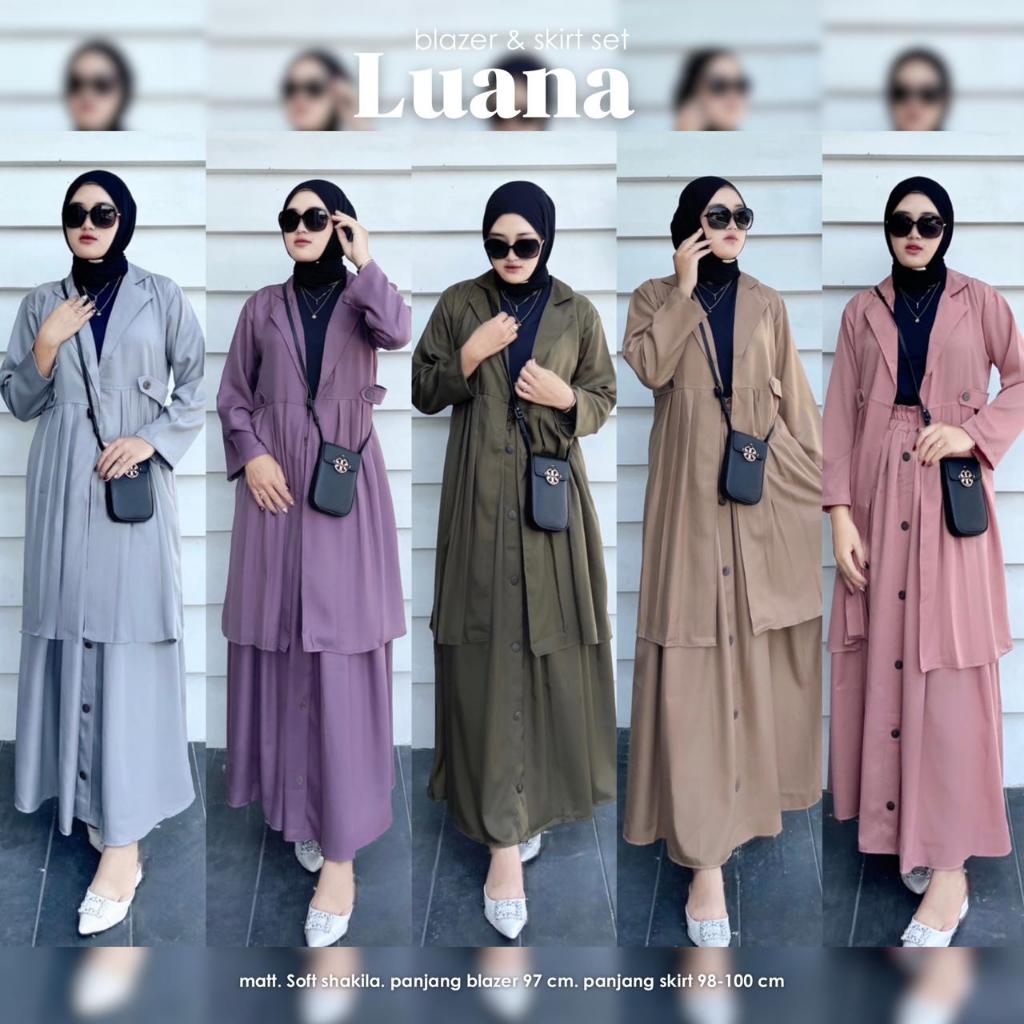 Goodsajifsn - Luana Set Blazer Rok Mayung Setelan Wanita Dewasa Busana Muslimah Bahan Shakila Premiu