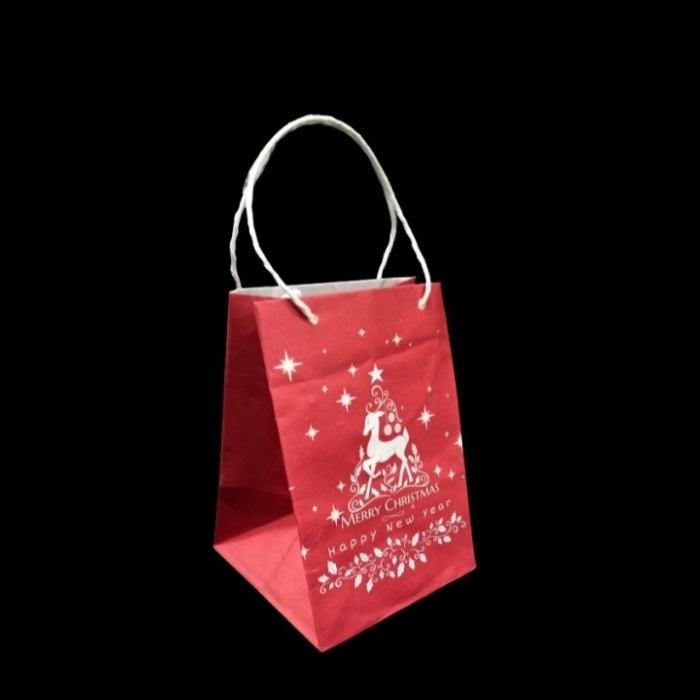 

(10 Pcs) Paper Bag Toples Kuker 250 Gr Isi 3 Tas Hampers Merry Christmas Goodie Bag Natal 14x14x20