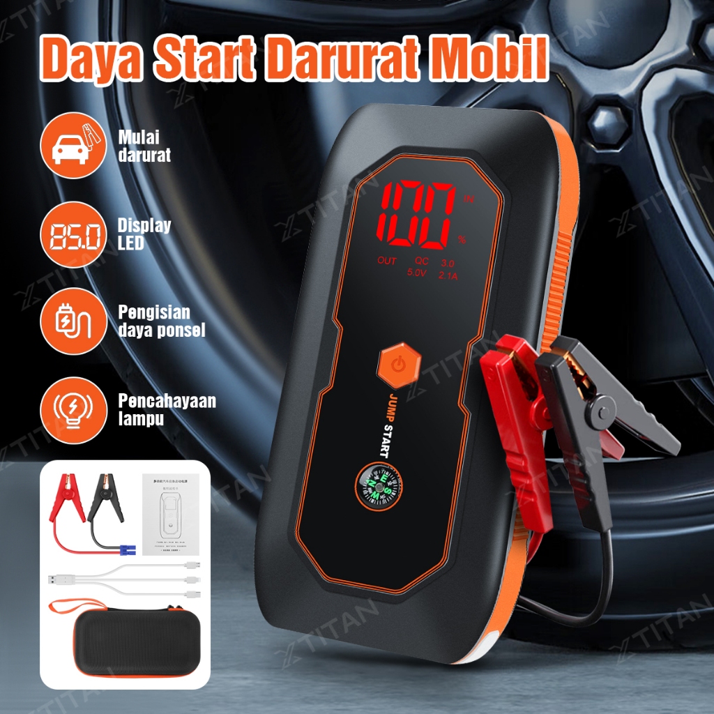 【24 Jam】 XTITAN Jumper Aki Mobil Dan Powerbank Portable Mobil Pompa Ban Power Bank Charger USB Alat 