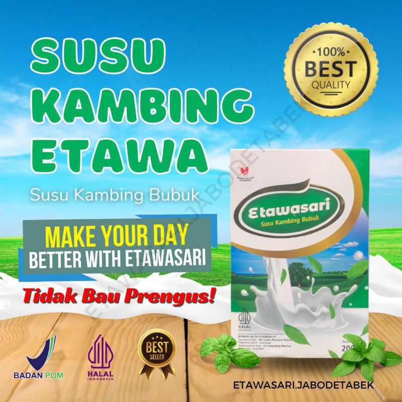 

Susu Kambing bubuk Etawa Etawasari ukuran 200 gram termurah tidak Amis BPOM Halal Asli