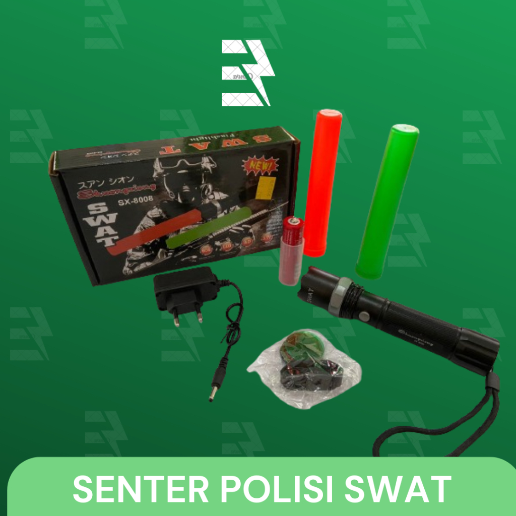 SENTER POLISI SWAT/ Senter Cas Police Swat  Lampu Emergency Darurat Led Super Terang
