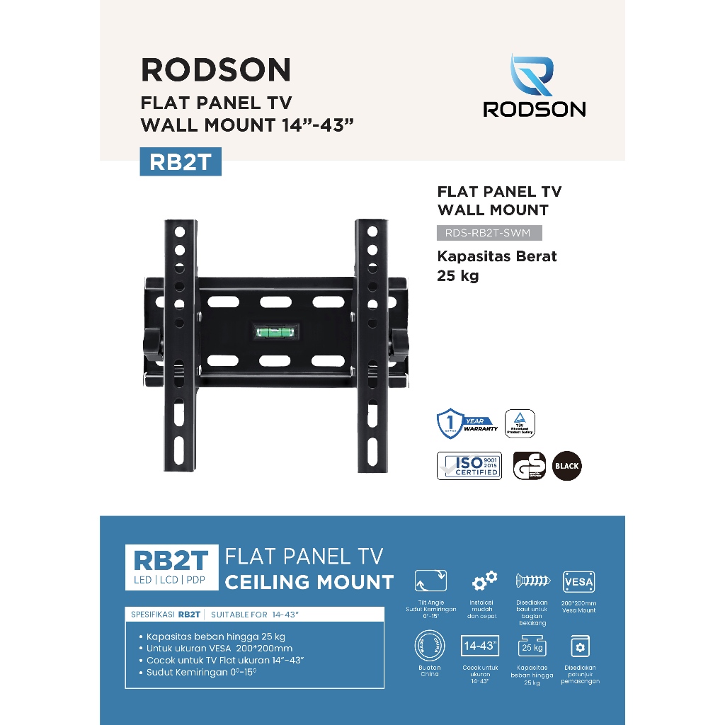 Rodson RB2T Bracket TV Monitor 14 - 43" inch Tilt breket 17 21 inch 26inch 31 inch