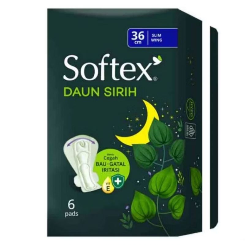 Softex Night Slim Wings 36 cm Extra Daun Sirih isi 6 pads