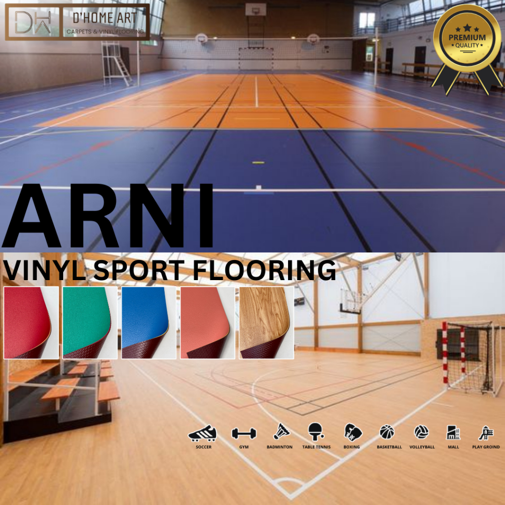 Karpet Vinyl Lapangan Badminton / Basket / Soccer Tebal 4.5mm
