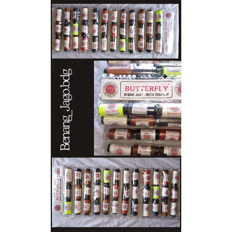 BENANG JAHIT BUTTERFLY | Benang jahit Warna 1 Lembar  (Isi 36pc)