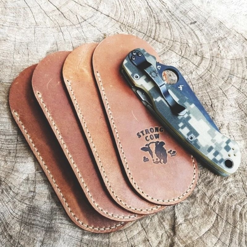 Leather Sleeve / Cover for Spyderco PM2 Paramilitary / Endura / Buck 110 / CRKT / Large Sabenza
