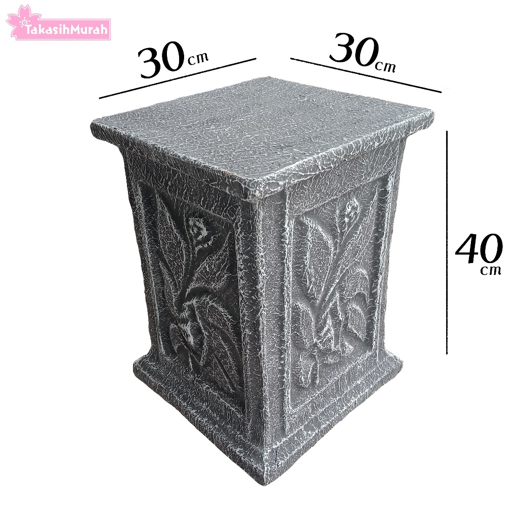 Pilar Kotak Pot Bunga Minimalis - Tinggi 40 cm, Lebar 30 cm, Panjang 30 cm -