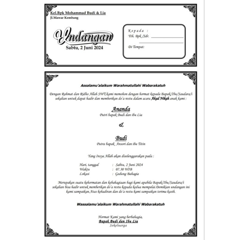 JASA DESIGN UNDANGAN HITAM PUTIH