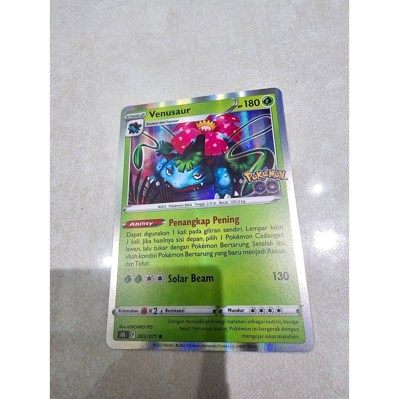 Paket kartu Pokemon Hologram Venusaur + Free 5 kartu Pokemon Random Non Hologram