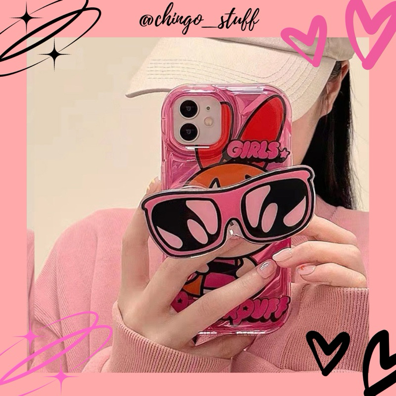 case iphone couple powerpuff free popsocket// case iphone x/xs, xr